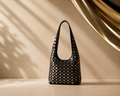 Luxury Studded Shoulder Bag – Oversized Black Leather Tote