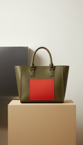 Signature olive leather tote