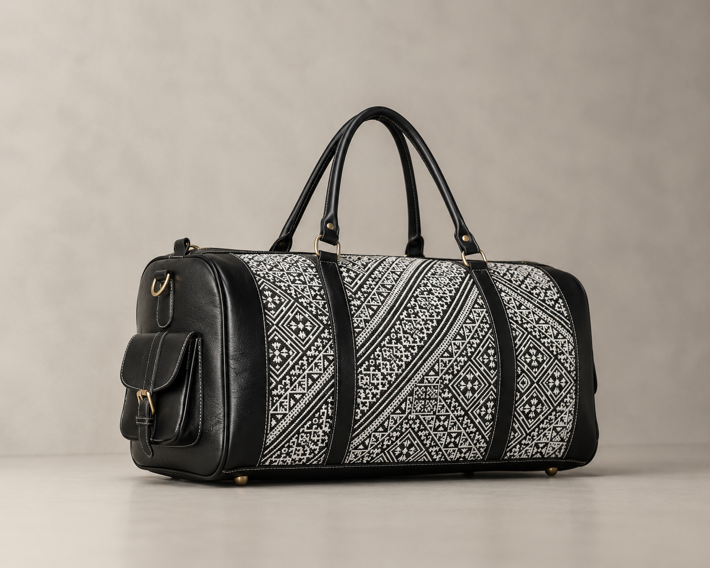 Luxury Moroccan Pattern Travel Bag – Black Weekender Duffel