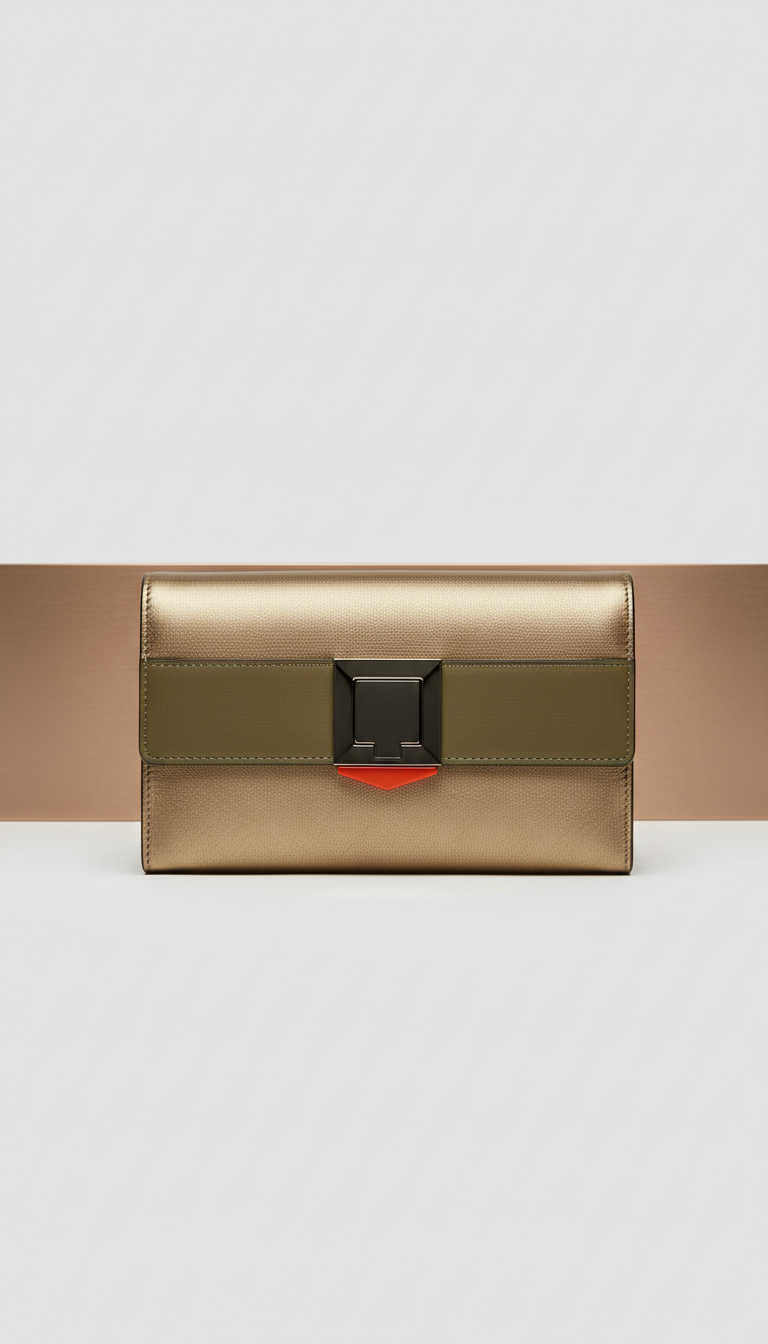 Desert gold metallic clutch